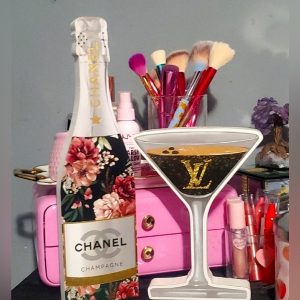 CHANEL Floral Champagne Decorative Bottle - Pink & Black - Picture 2 of 6